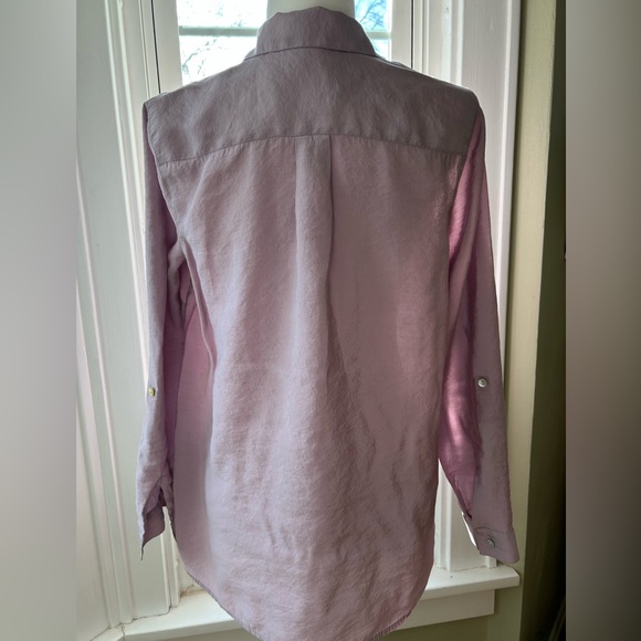 J Jill shirt women’s lavender modal long sleeve blouse roll sleeve button size S - Picture 5 of 7